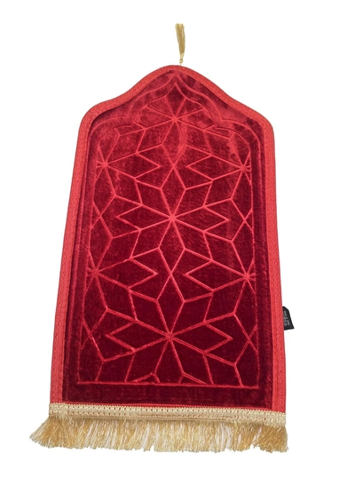 Yuwell Kids Prayer Mat Embossed Prayer Mat Anti-Slip Velvet Top Islamic Prayer Mat Sajadah Mat Prayer Rug Salah Mat For Kids Eid Gifts And Ramadan Gifts 60X35CM Red-0