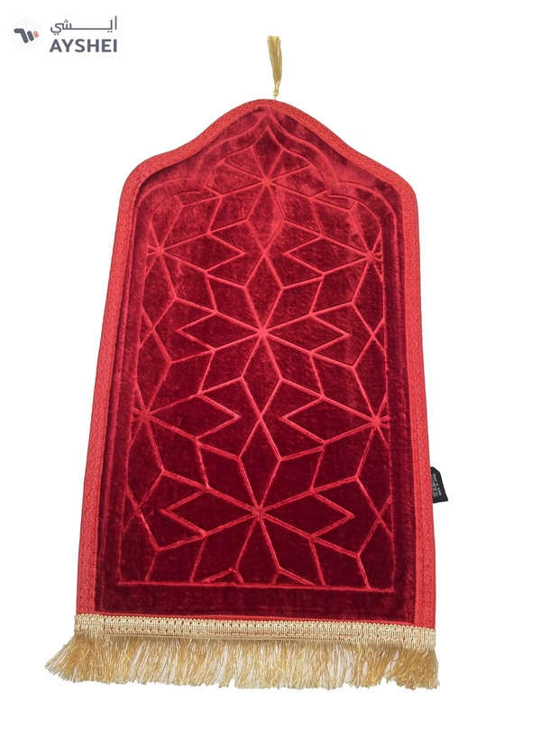 Yuwell Kids Prayer Mat Embossed Prayer Mat Anti-Slip Velvet Top Islamic Prayer Mat Sajadah Mat Prayer Rug Salah Mat For Kids Eid Gifts And Ramadan Gifts 60X35CM Red