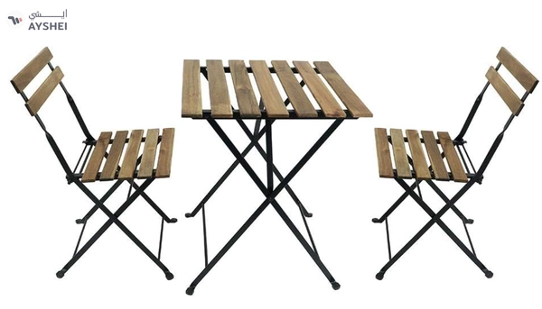 Yatai Decor Wood Chairs and Table Bistro Set - Folding Outdoor Patio Dining Table