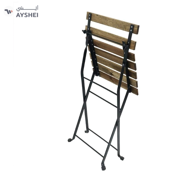 Yatai Decor Wood Chairs and Table Bistro Set - Folding Outdoor Patio Dining Table