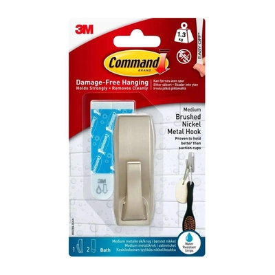  3M Command Modern Reflections Medium Bathroom Hook – Stylish and Damage-Free Wall Hook-0