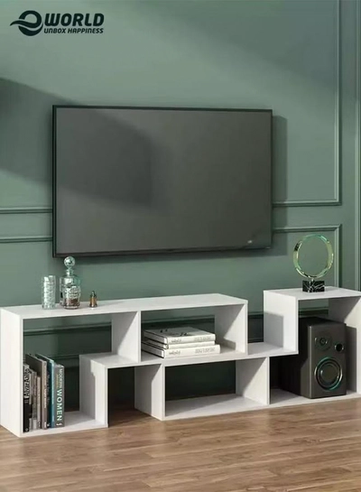 Eworld Modern TV Media Bench with Open Shelves Living Room Shelf-0