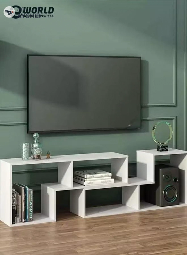 Eworld Modern TV Media Bench with Open Shelves Living Room Shelf