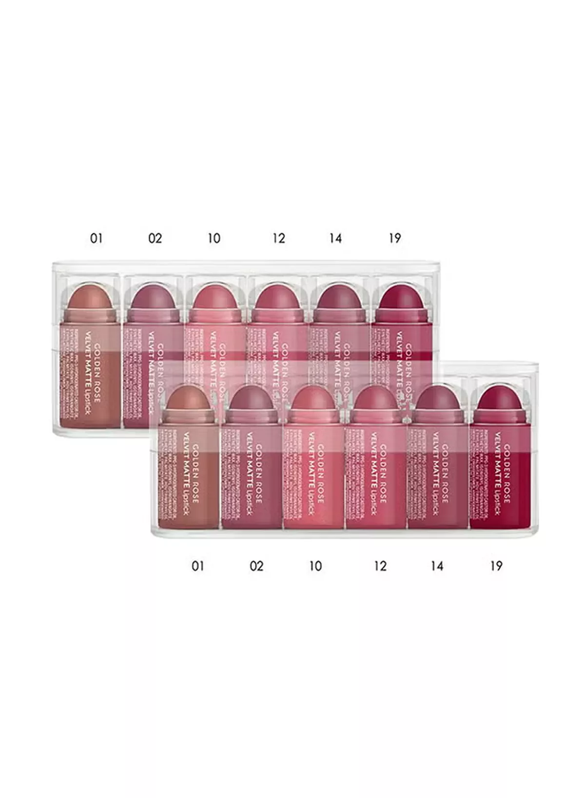Golden Rose Pack Of 2 Velvet Mini Matte Lipstick Multicolour (01,02,10,12,14,19)