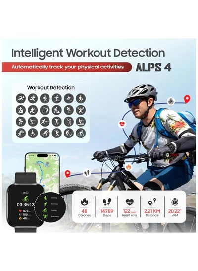 Swiss Military Alps 4 Smartwatch – Black | 1.75" AMOLED, Bluetooth Calling, IP68 Waterproof, Wireless Charging-6