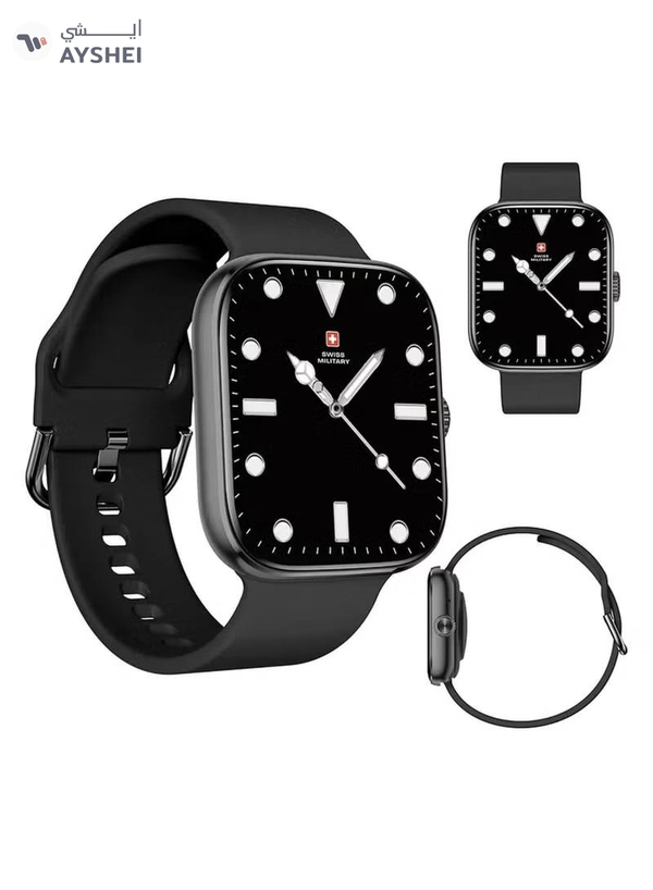 Swiss Military Alps 4 Smartwatch – Black | 1.75" AMOLED, Bluetooth Calling, IP68 Waterproof, Wireless Charging