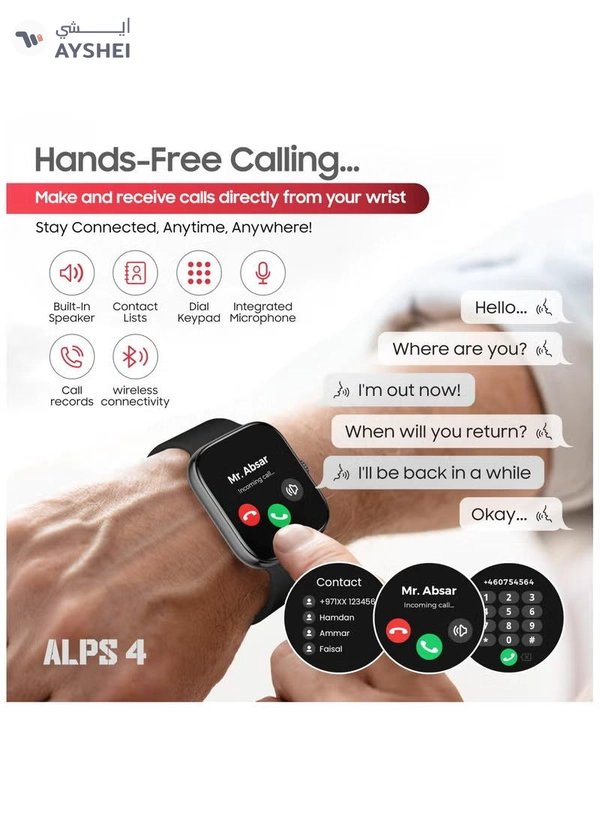 Swiss Military Alps 4 Smartwatch – Black | 1.75" AMOLED, Bluetooth Calling, IP68 Waterproof, Wireless Charging