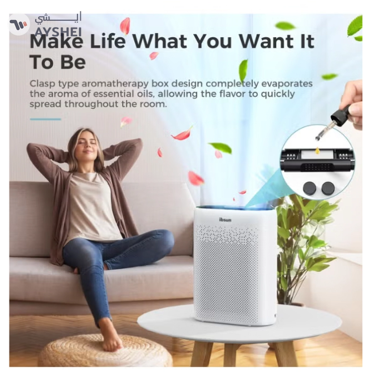 IBSUN Air Purifier Large Room Up to 60 ㎡ with Air Quality Sensors, H13 True HEPA Filter Remove 99.97% for Dust Pet Dander ZY2866-7-7