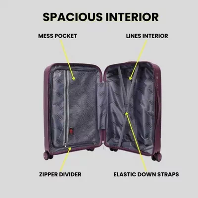British Traveller 3 Piece Polypropylene Hard Side Spinner Luggage Trolley Set 20/24/28 Inch - Purple-4