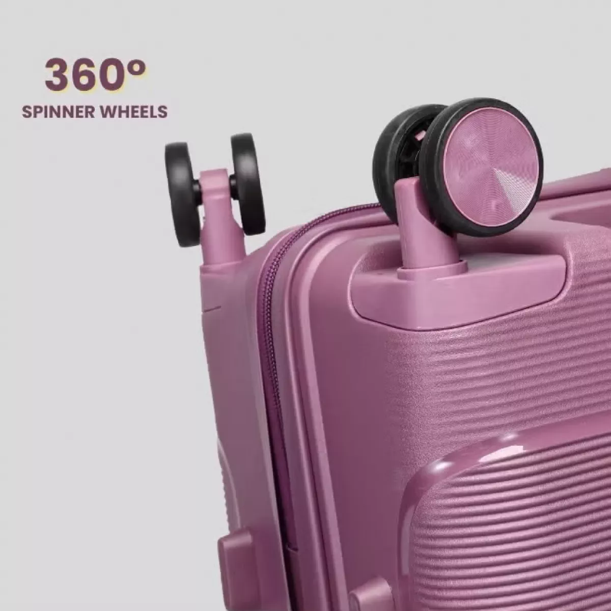 British Traveller 3 Piece Polypropylene Hard Side Spinner Luggage Trolley Set 20/24/28 Inch - Purple-5-5