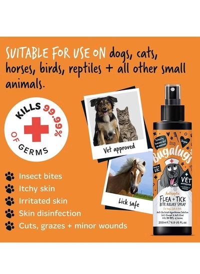 BUGALUGS Antiseptic Flea & Tick Bite Relief Spray 200ml (6.8 Fl Oz)-3