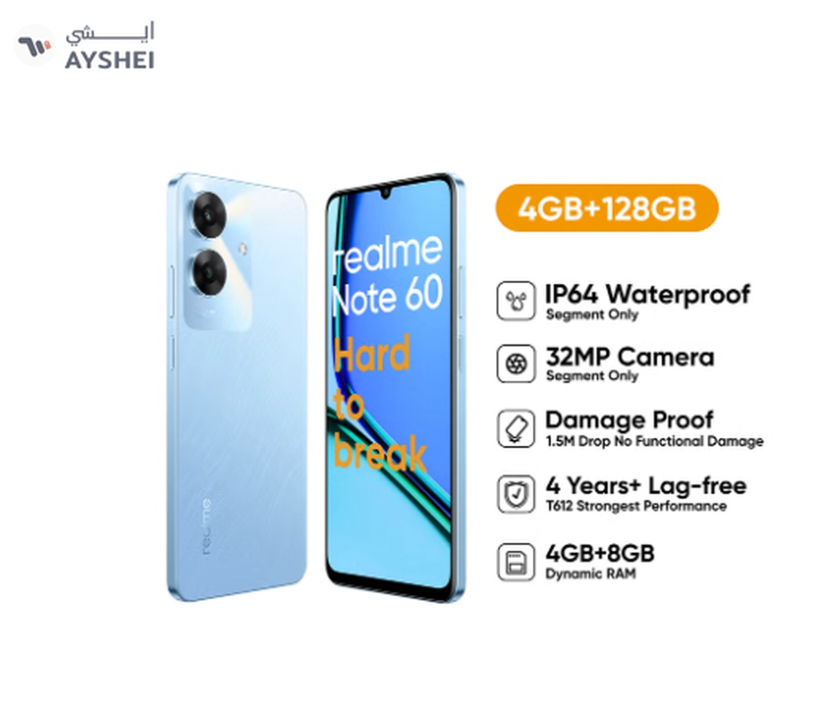 Realme Note 60 Dual SIM Voyage Blue 4GB RAM 128GB 4G - Middle East Version-0-0