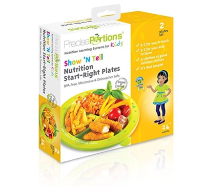 Precise Portions Set Of 3 Kids Nutrition Learning Plates Green/White 0.8kg-1