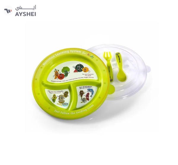 Precise Portions Set Of 3 Kids Nutrition Learning Plates Green/White 0.8kg