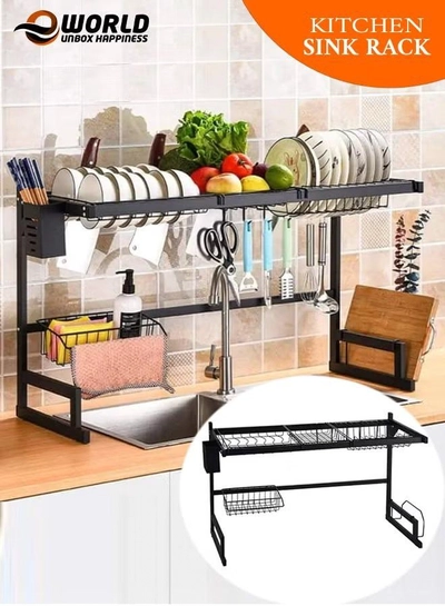 Eworld Adjustable Stainless Steel Over-the-Sink Dish Drying Rack, All-in-One Kitchen Organizer-0