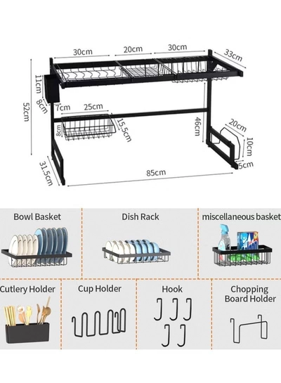 Eworld Adjustable Stainless Steel Over-the-Sink Dish Drying Rack, All-in-One Kitchen Organizer-2