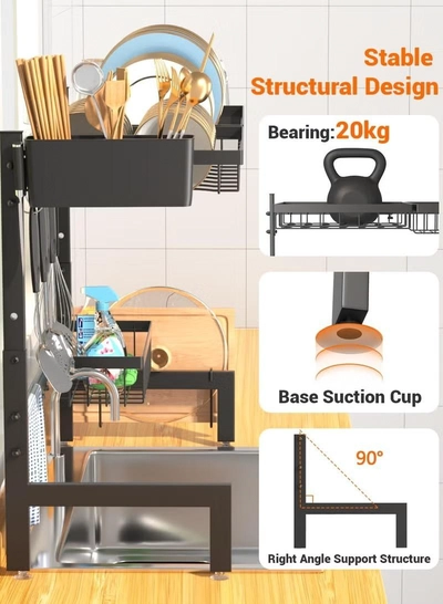 Eworld Adjustable Stainless Steel Over-the-Sink Dish Drying Rack, All-in-One Kitchen Organizer-3