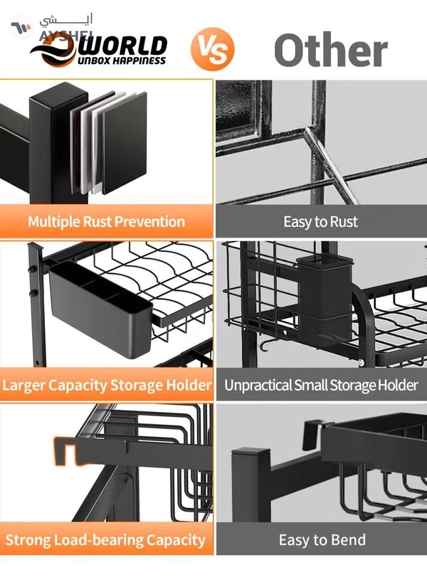 Eworld Adjustable Stainless Steel Over-the-Sink Dish Drying Rack, All-in-One Kitchen Organizer
