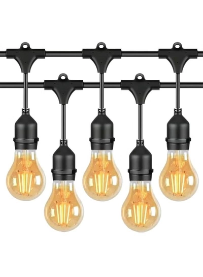 Yuwell Outdoor Waterproof IP65 Led String Lights E27 Holder 10 Meter Bulb Holder Wire With 20 Bulbs 4W A60 Amber With EU Plug Solar Bulb Holder For Ramadan Decoration Lights And Outdoor Decoration Light Hanging Light String Wire Ramadan Light For Commercial Patio Garden & Porch Yard-0