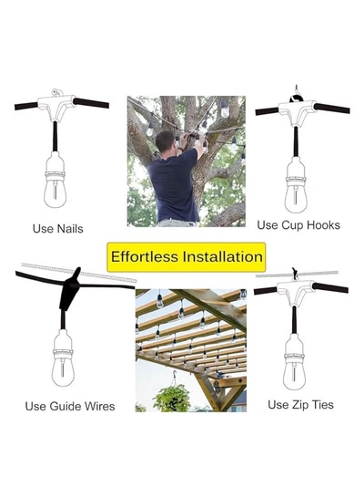 Yuwell Outdoor Waterproof IP65 Led String Lights E27 Holder 10 Meter Bulb Holder Wire With 20 Bulbs 4W A60 Amber With EU Plug Solar Bulb Holder For Ramadan Decoration Lights And Outdoor Decoration Light Hanging Light String Wire Ramadan Light For Commercial Patio Garden & Porch Yard-2