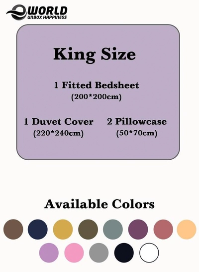 Premium Striped Duvet Set All Season – 4-Pieces Set Lilac | King Size 220x240 cm | Ultra-Soft, Wrinkle-Resistant & Made in Dubai | Includes Duvet Cover, Fitted Sheet (200x200 cm) & 2 Pillowcases (50x70 cm)-4