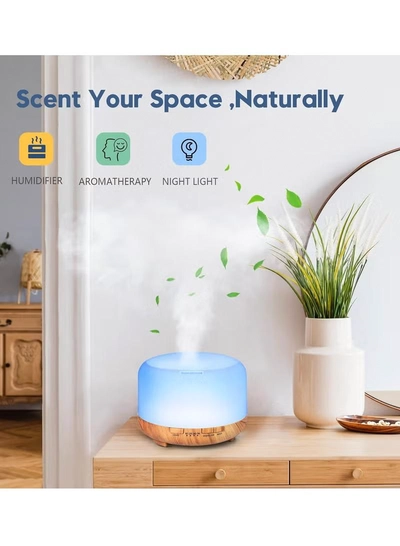HomarKet 500ml Premium, Essential Oil Diffuser with 7 Colors LED Lights, 5 in 1 Ultrasonic Aromatherapy Fragrant Oil Humidifier Vaporizer, Timer and Auto-Off Safety Switch-2