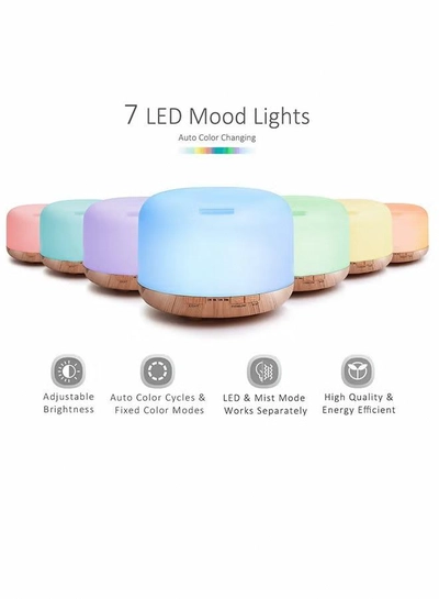 HomarKet 500ml Premium, Essential Oil Diffuser with 7 Colors LED Lights, 5 in 1 Ultrasonic Aromatherapy Fragrant Oil Humidifier Vaporizer, Timer and Auto-Off Safety Switch-7