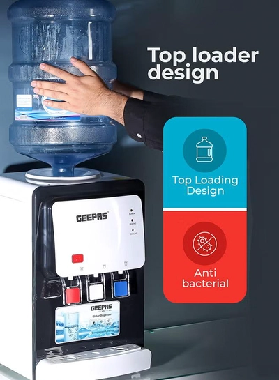 GEEPAS Desktop Water Dispenser – GWD17022 | Hot, Cold & Normal Function | 3 Taps | 5L Hot & 2L Cold Capacity | Stainless Steel Tank | Child Safety Lock | Compressor Cooling | Ideal for Home, Office, School & Apartments GWD17022 White And Black-5