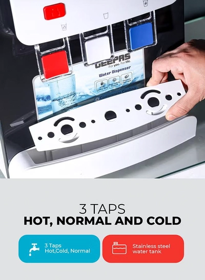 GEEPAS Desktop Water Dispenser – GWD17022 | Hot, Cold & Normal Function | 3 Taps | 5L Hot & 2L Cold Capacity | Stainless Steel Tank | Child Safety Lock | Compressor Cooling | Ideal for Home, Office, School & Apartments GWD17022 White And Black-3