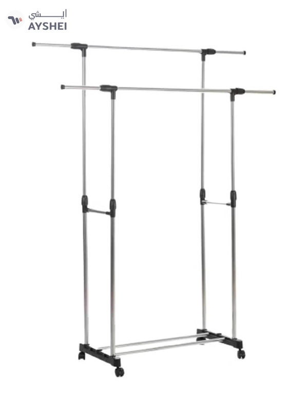 CYTHERIA Double Rod Telescopic Lifting Clothes Hanger Silver 160 x 135cm