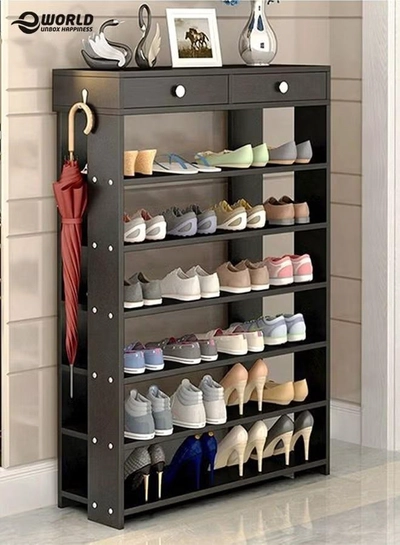 Eworld 6-Tier Stylish Shoe Organizer Rack For Entryway Hallway Storage Furniture With Open Shelves-0
