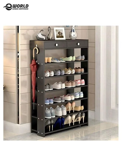 Eworld 6-Tier Stylish Shoe Organizer Rack For Entryway Hallway Storage Furniture With Open Shelves-1