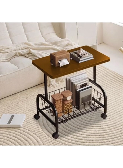 DubaiGallery Movable Coffee Table 2 Layer Cart Living Room Cart，2-Tier End Table/Bedside Table,Storage Table, Mid Century Modern Coffee Table with for Sofa Side Table-3