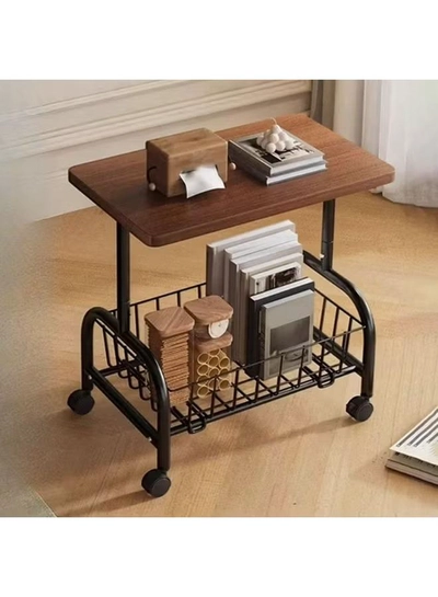 DubaiGallery Movable Coffee Table 2 Layer Cart Living Room Cart，2-Tier End Table/Bedside Table,Storage Table, Mid Century Modern Coffee Table with for Sofa Side Table-0