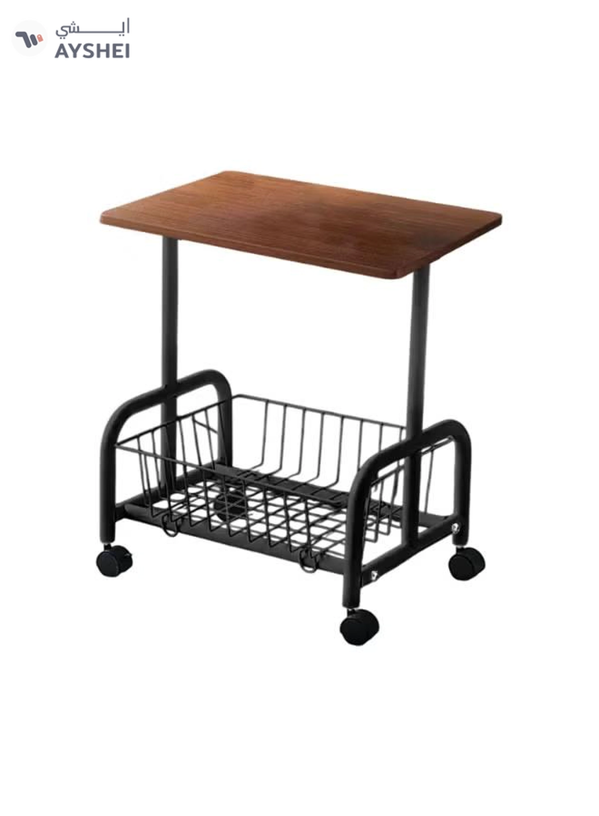 DubaiGallery Movable Coffee Table 2 Layer Cart Living Room Cart，2-Tier End Table/Bedside Table,Storage Table, Mid Century Modern Coffee Table with for Sofa Side Table-4-4