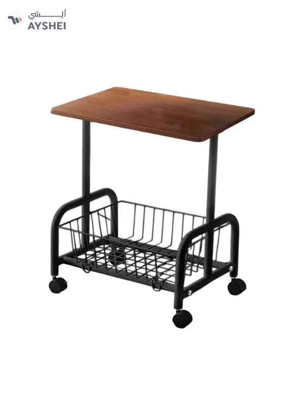 DubaiGallery Movable Coffee Table 2 Layer Cart Living Room Cart，2-Tier End Table/Bedside Table,Storage Table, Mid Century Modern Coffee Table with for Sofa Side Table