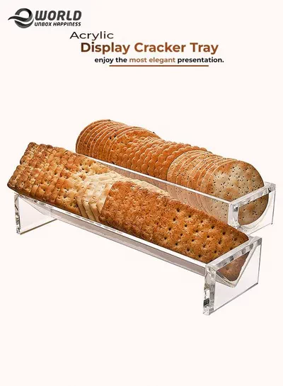 Sturdy Rectangular Acrylic Tray for serving Biscuits, Cracker Holder Stand, Pack of 2-0