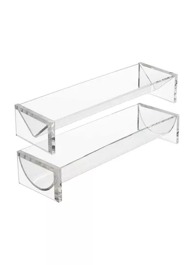 Sturdy Rectangular Acrylic Tray for serving Biscuits, Cracker Holder Stand, Pack of 2-2
