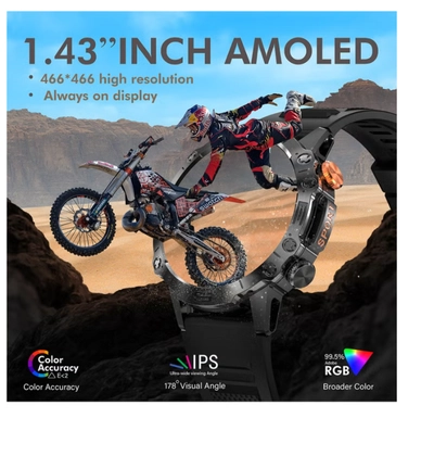 Armfit Dome Smartwatch For Men, AMOLED Always On Display Bluetooth Calling Waterproof Fitness Watches Compatible With Android iOS Black-1