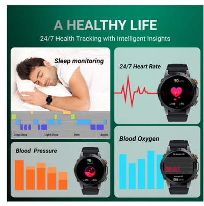 Armfit Dome Smartwatch For Men, AMOLED Always On Display Bluetooth Calling Waterproof Fitness Watches Compatible With Android iOS Black-3