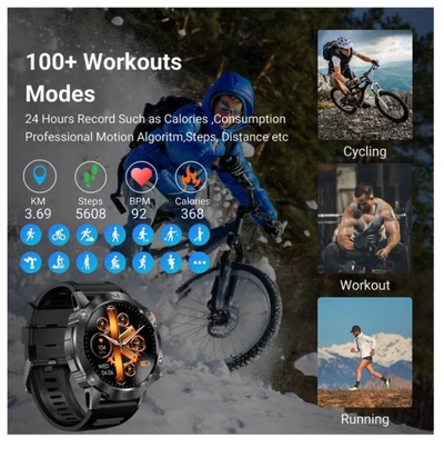 Armfit Dome Smartwatch For Men, AMOLED Always On Display Bluetooth Calling Waterproof Fitness Watches Compatible With Android iOS Black-4