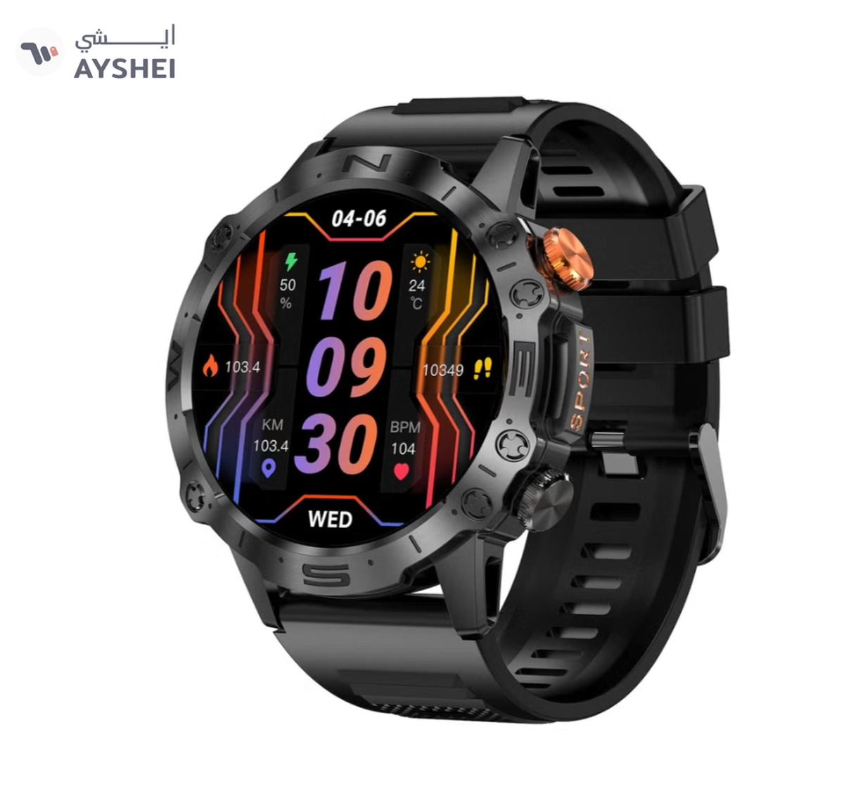 Armfit Dome Smartwatch For Men, AMOLED Always On Display Bluetooth Calling Waterproof Fitness Watches Compatible With Android iOS Black-0-0