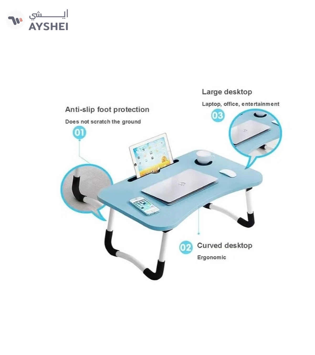 ORiTi Wooden Portable Table Blue-4-4