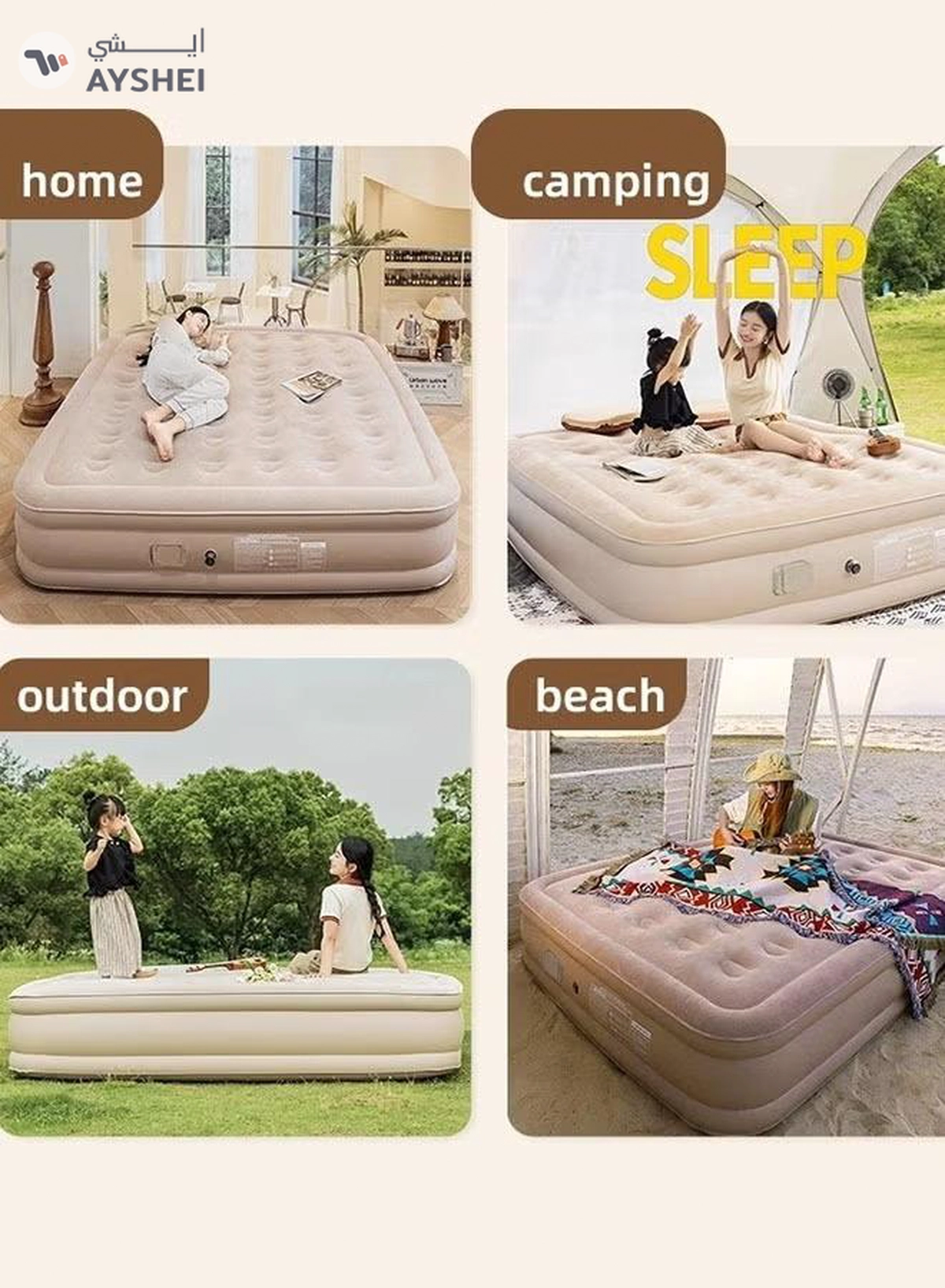 Eworld Portable Inflatable Air Mattress with Built in Electric Pump-4-4