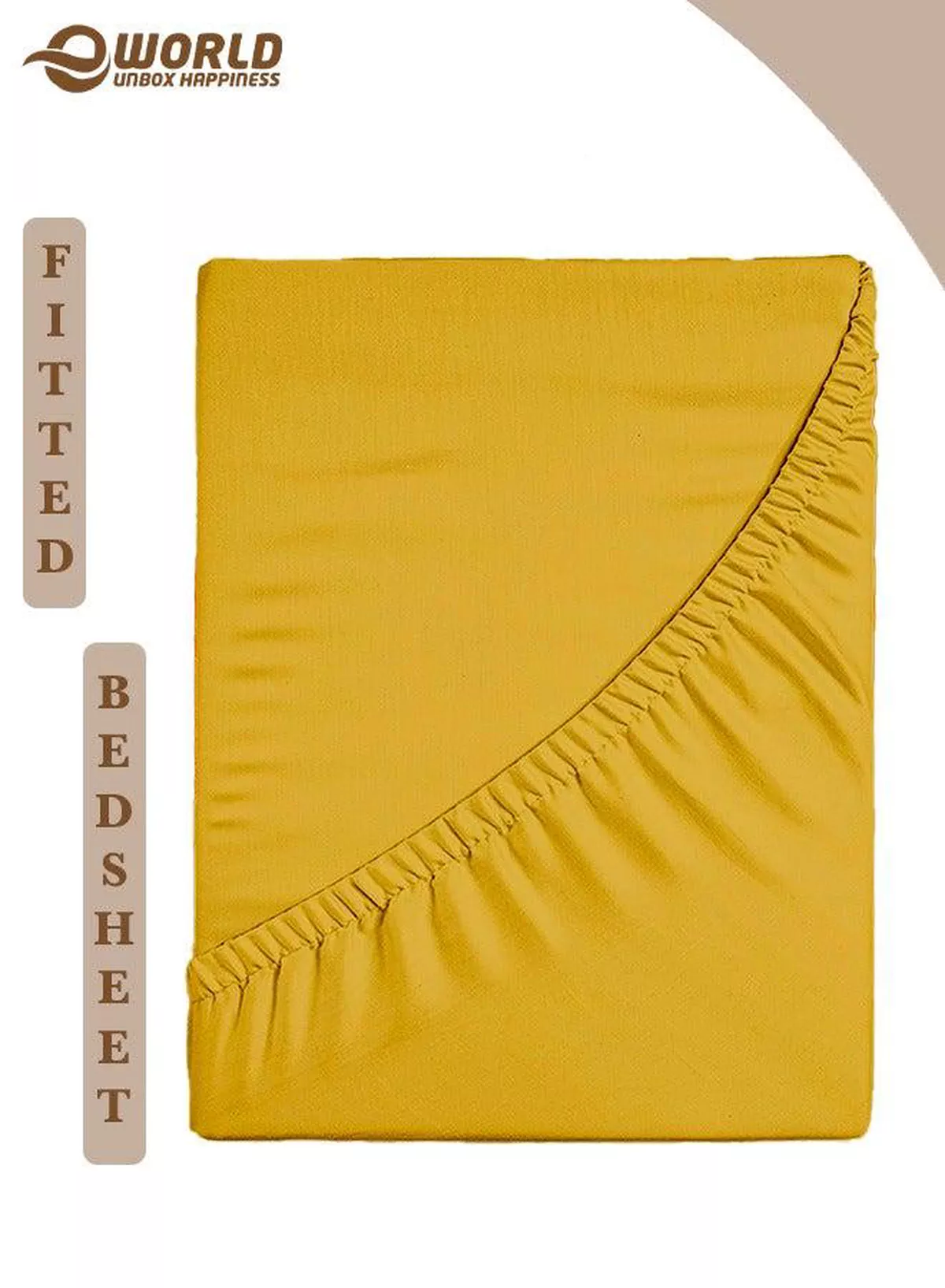Gold Microfiber Fitted Bedsheet with Deep Pocket for a Snug Fit, Breathable, Machine Washable for Optimal Protection, Available in King, Queen and Single Sizes, Without Pillow Cover