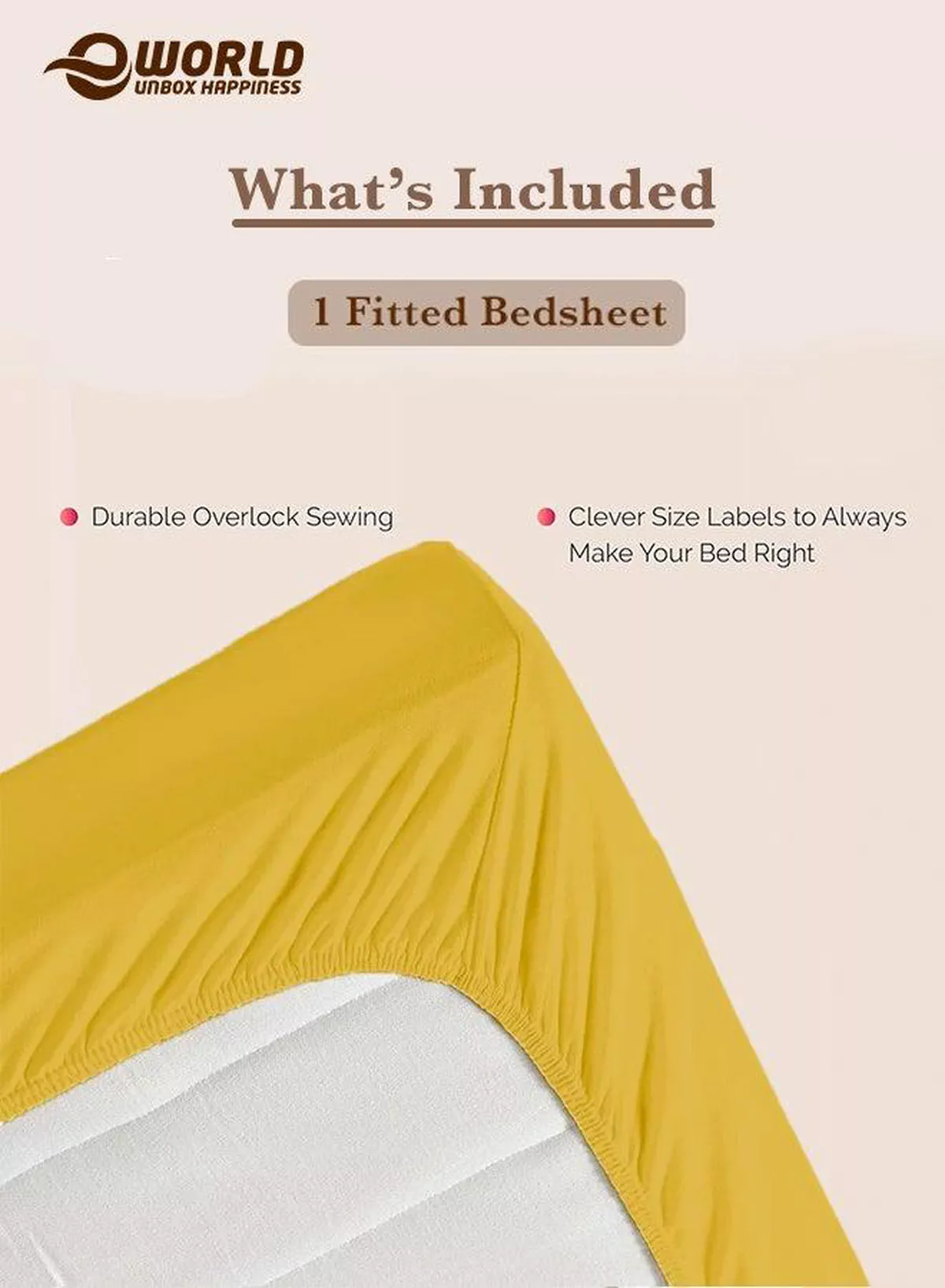 Gold Microfiber Fitted Bedsheet with Deep Pocket for a Snug Fit, Breathable, Machine Washable for Optimal Protection, Available in King, Queen and Single Sizes, Without Pillow Cover-2-2