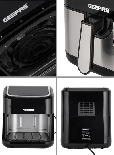 Geepas Digital Air Fryer - Equipped With Vortx Air Frying Technology| Oil Free Cooking Digital Display With Touch Screen| 10 Preset Cooking Modes, 1-60 Minutes Timer| Ideal For Making Fries, Steak, Chicken, Cake, Meat, Bread Etc 5 L 1600 W GAF37527 Black-2