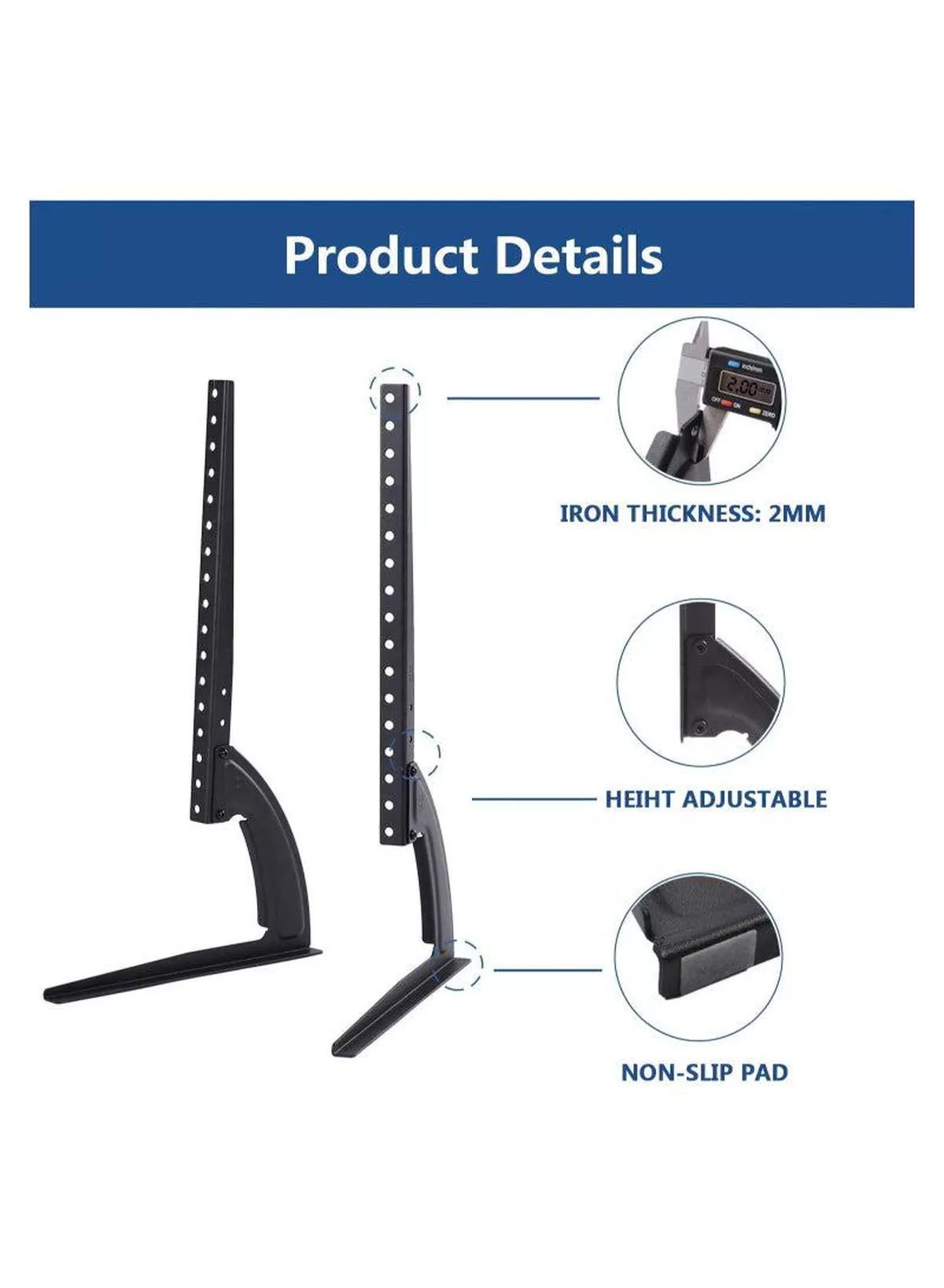 Universal TV Stand Height Adjustable Mount of 32 73 40 42 44 47 50 55 60 65 inch Plasma LCD LED Flat and Curved Screen TVs VESA 800mmx500mm-5-5