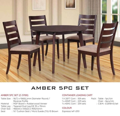 Amber Dining Set, 1 + 4 Chairs-1