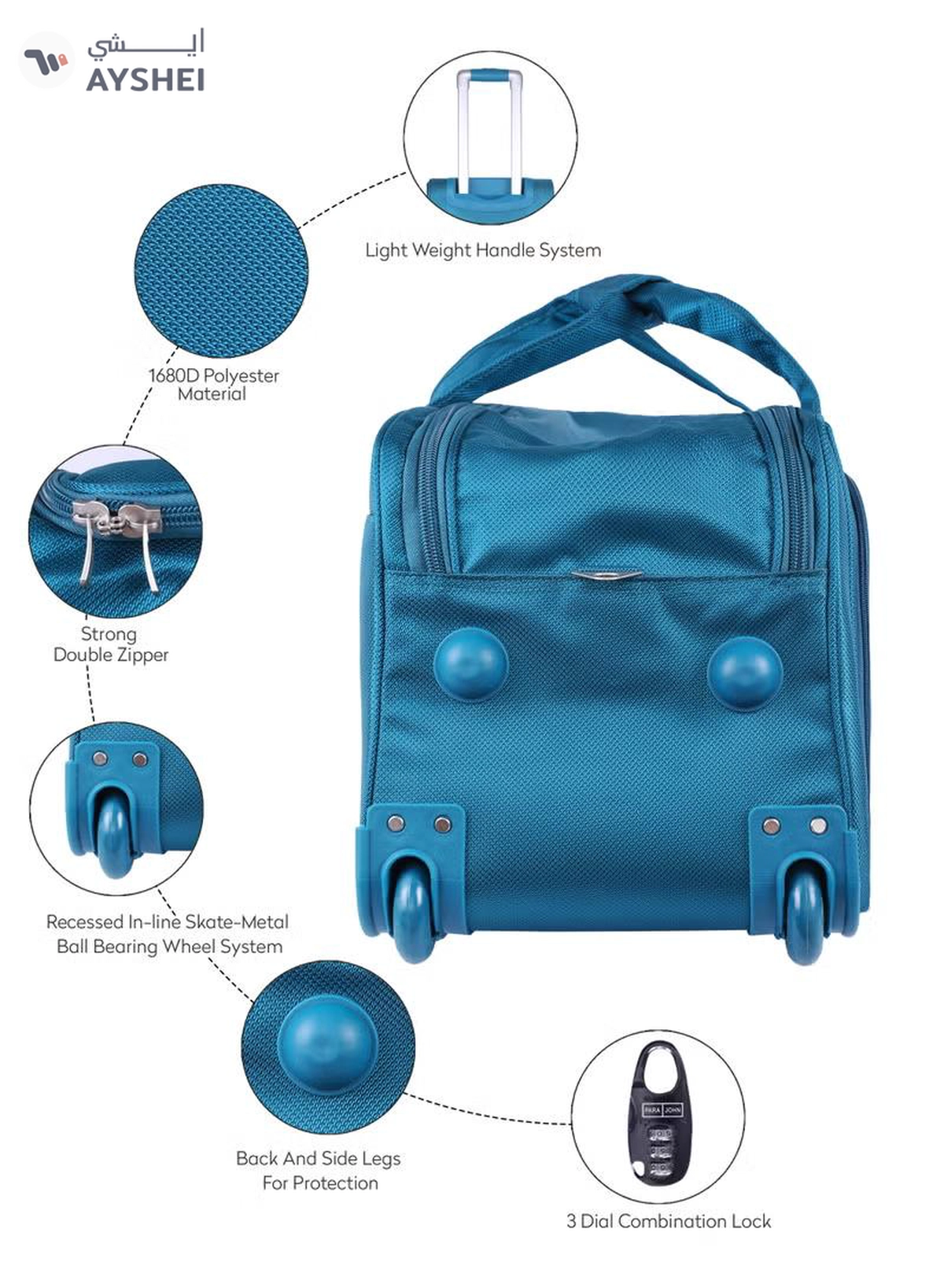PARAJOHN 3-Piece Travel Luggage Duffel Bag Set Blue-4-4